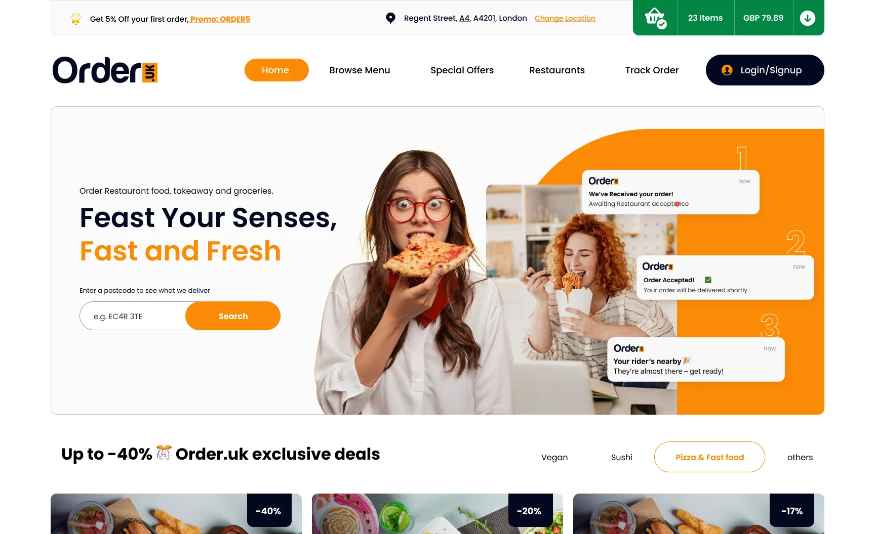 Food delivery storefront